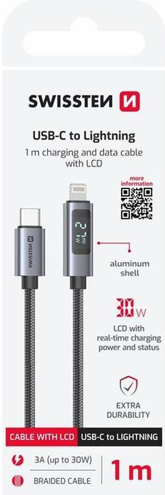 Actual product image Swissten LCD Cable USB-C / Lightning 1 M (USB 3.2 Gen 1, 30 W)