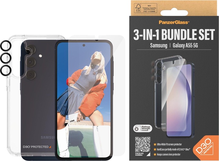 Image du produit PanzerGlass Bundle Ultra Wide FIt Glass + Case + Lens (1 pièce(s), Samsung Galaxy A55, Samsung Galaxy A54 5G)