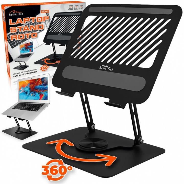 Produktbild Media-Tech Verstellbarer drehbarer ergonomischer Laptopständer 10–17” LAPTOP STAND ROTO MT2662
