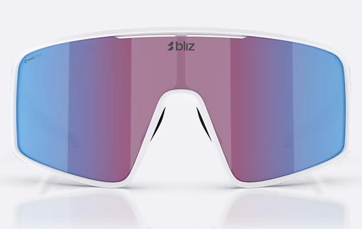 Actual product image Bliz P001S (matt white, White, Nano Optics Nordic Light Begonia - Violet w Blue Multi, Rose/purple blue mirrored)