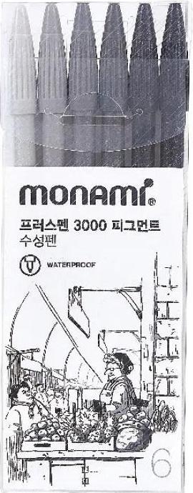 Monami Plus Pen 6col Fineliner (6x)