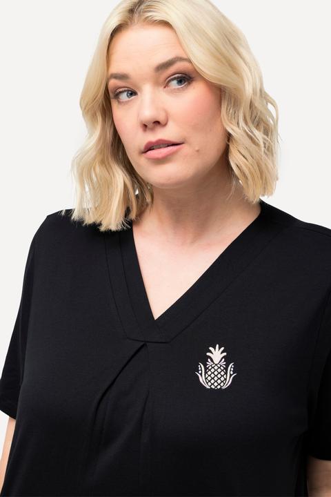 Immagine prodotto Ulla Popken Camicie da notte in confezione doppia con ananas, scollatura a V/rettangolare e mezze maniche (42, 44)
