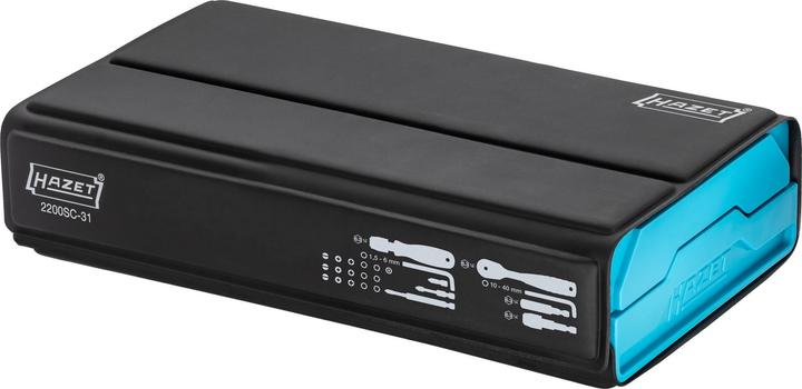 Productafbeelding HAZET Bit-assortiment SmartCase 2200SC-31 73-dl. sleuf/PH/PZD/TX/TX w.tang/binnen-6Kt. (Kruis Pozidriv PZ, Cross Phillips PH, Schroefgleuf, Zeskantbus TX, Inbus)