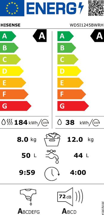 Energie-Label Hisense WD5I1245BWRH