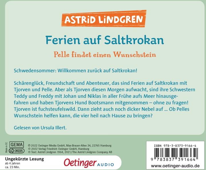 Energy Label Vacation on Saltkråkan. Pelle finds a wishing stone (Astrid Lindgren, German)