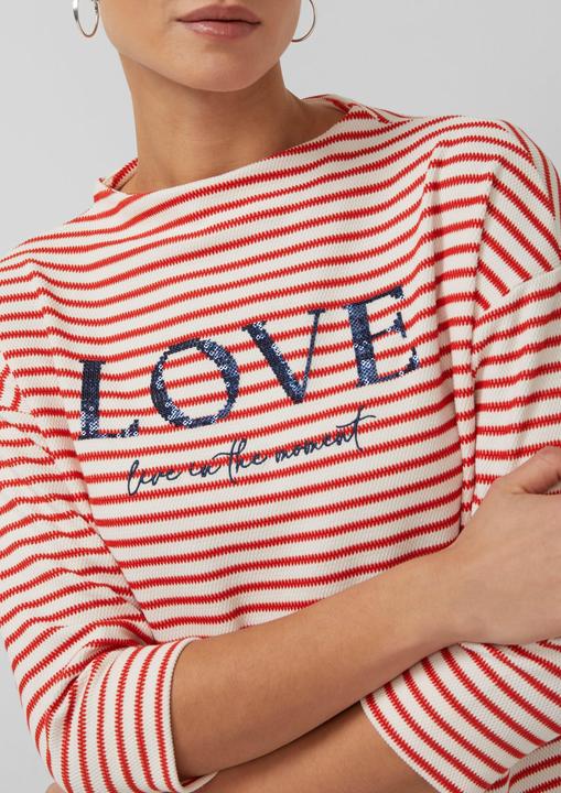 Produktbild s.Oliver Sweatshirt Gestreiftes Sweatshirt mit 3/4-Ärmeln und Stehkragen (36)