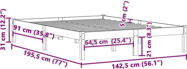 Actual product image VidaXL Bett ohne Matratze Kiefer (137 x 190 cm)