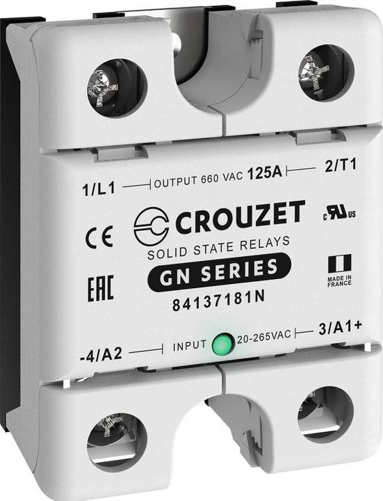 Crouzet Solid state relay 84137181N 125A Switching voltage (max.): 660 V/AC Zero voltage switching 1pc.