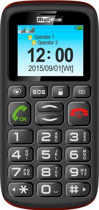 Maxcom MM428 2G (4 GB, Schwarz, Rot, 1.80", Dual SIM, 2G)