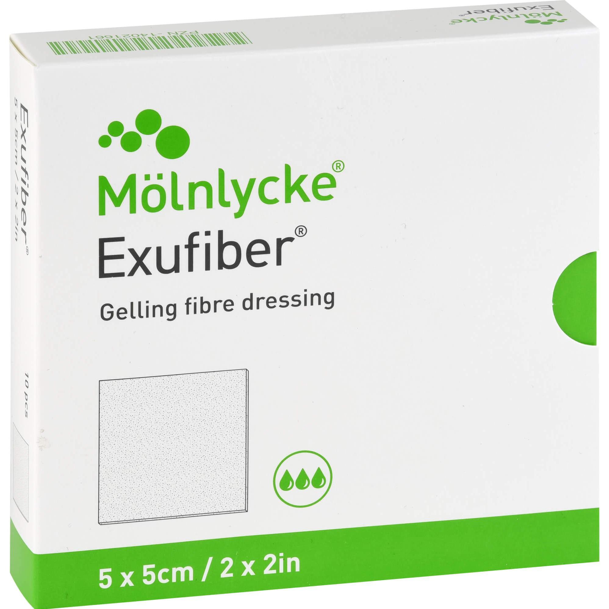 Mölnlycke, Verbandsmaterial, Exufiber 5x5 Cm, 10 St VER