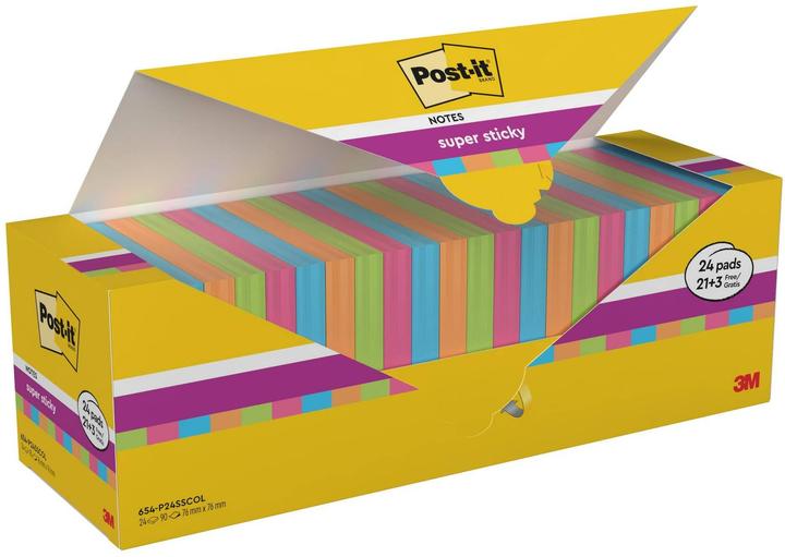 Produktbild Post-it Super Sticky 21 + 3 (76 x 76 mm)