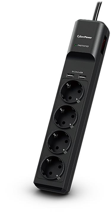 Produktbild Cyberpower Prof. 4xSchuko/2xUSB Überspannungsschutz (4 x, CEE 7/3, 1.80 m)