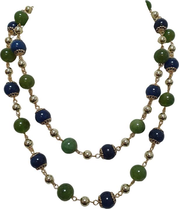 Produktbild L'Officiel Collana due fili con agate colorate tonde e perline oro