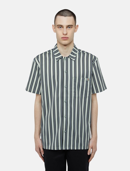 Image du produit Dickies Multi Stripe Work Shirt Ss Iceberg Green (S)