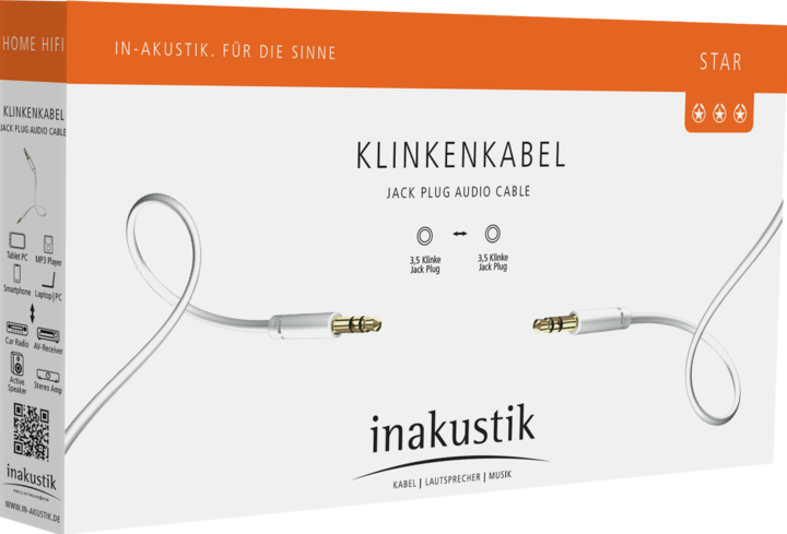Actual product image Inakustik STAR MP3 3.5mm stereo jack connection cable (1.50 m, 3.5mm jack (AUX))