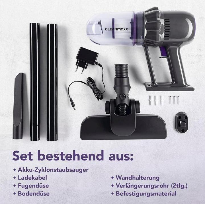 Productafbeelding CleanMaxx Akku-Hand- und Stielsauger 14.8 V, Grau/Lila