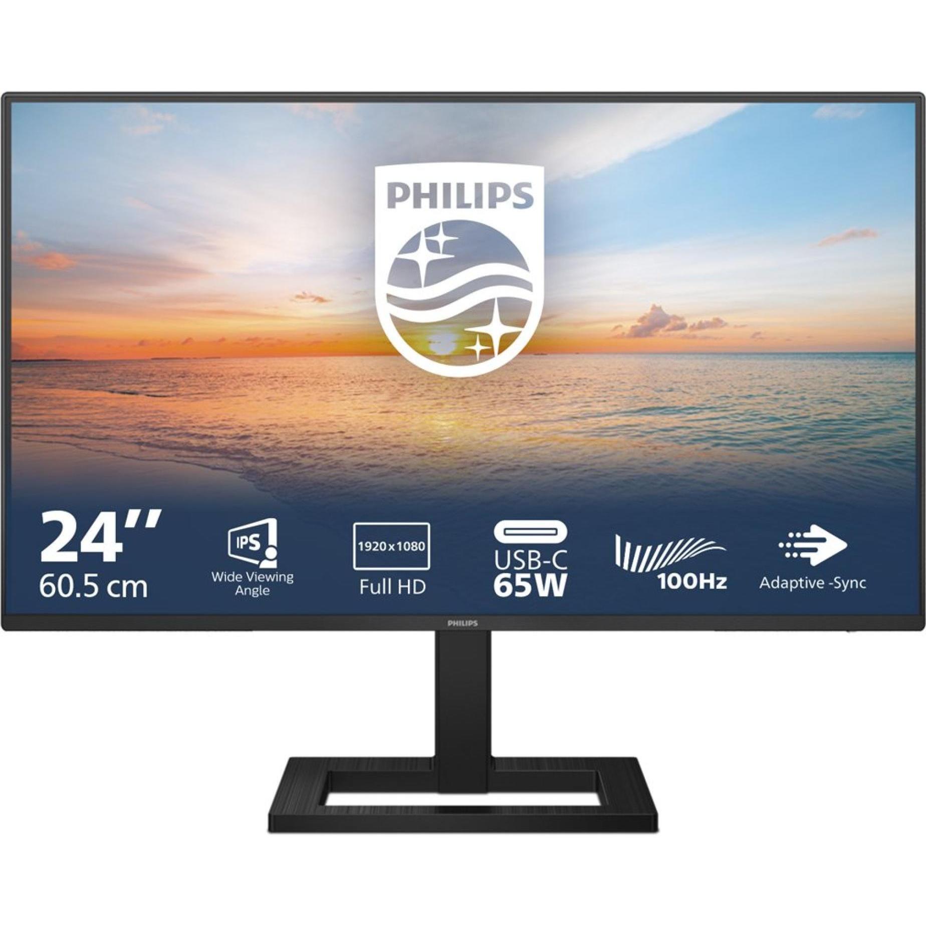 Philips 24E1N1300AE (1920 x 1080 Pixel, 23.80"), Monitor, Schwarz