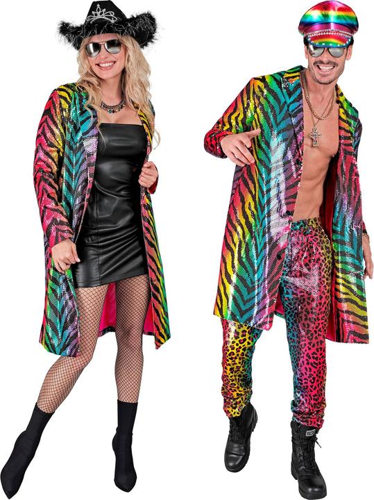 Actual product image Widmann Sequin coat in tiger pattern Rainbow (XXL)