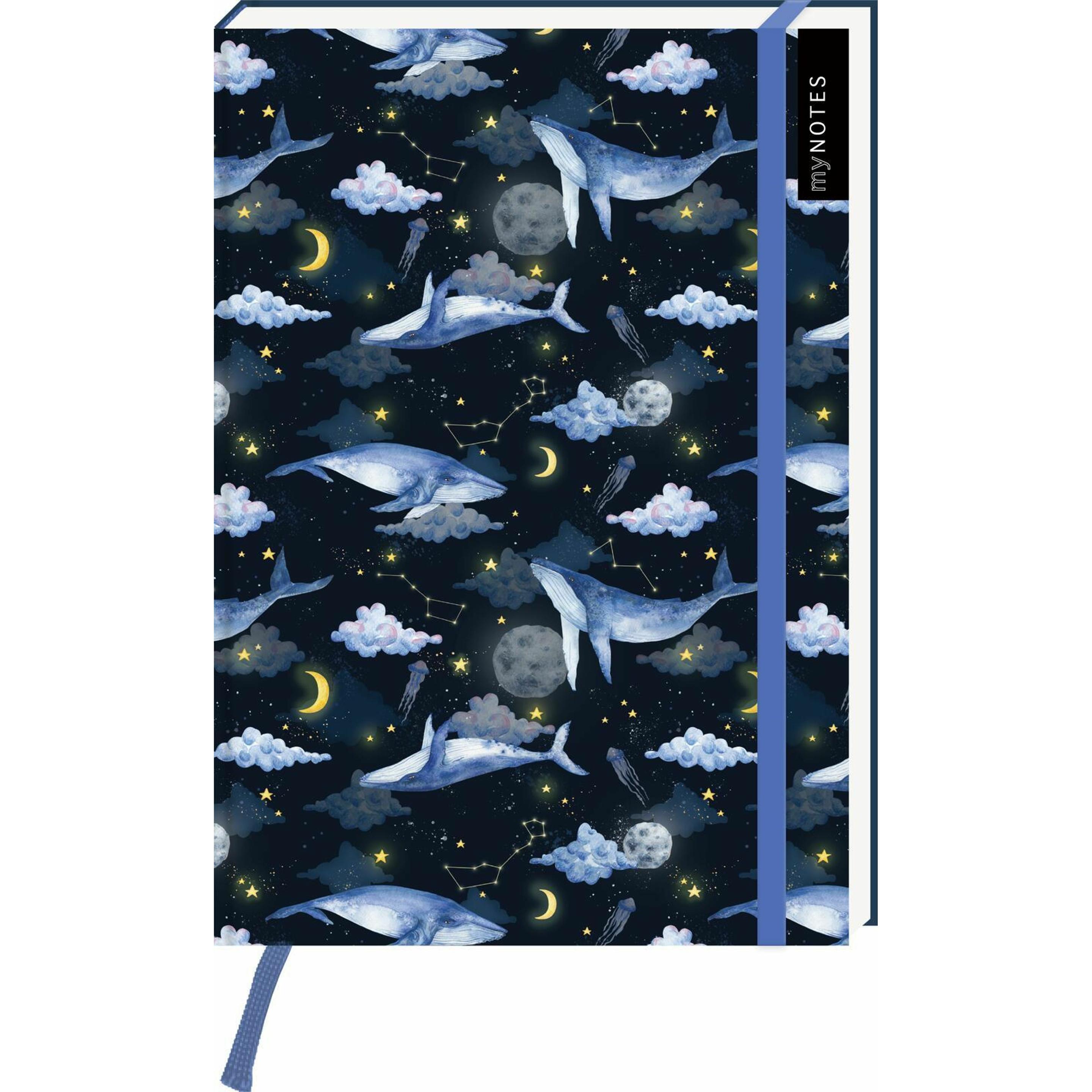 Ars Edition, Heft + Block, Notizbuch A5: Cosmic Whale (A5, Kariert, Harter Einband)