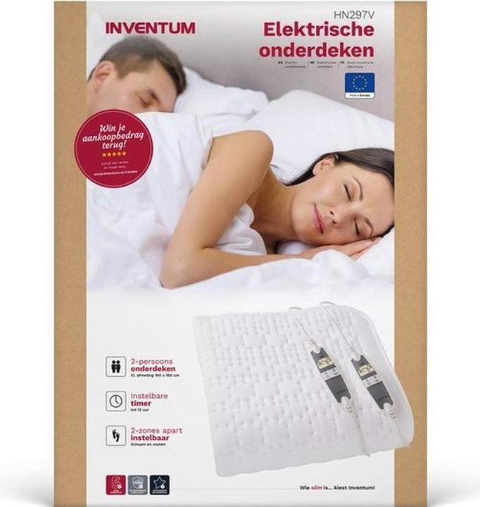 Produktbild Inventum HN297V - Elektrische Onderdeken - Aparte voetenzone - 2 persoons - 160x160 cm - Anti allergie - Anti (160 x 160 cm)