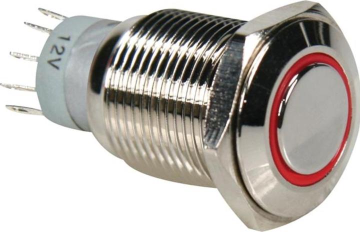 Produktbild Velleman Round Metal Push Button Spdt 1No 1Nc Red Ring