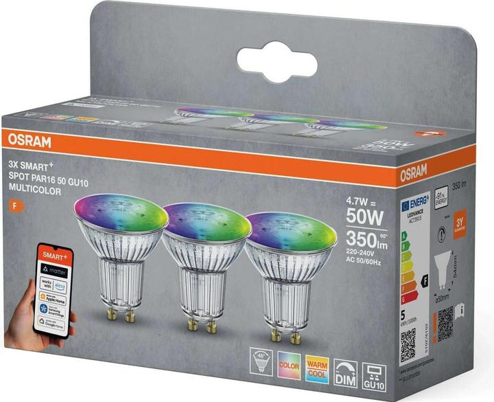 Produktbild Osram Smart+ Matter Spot (GU10, 350 lm, 3x)