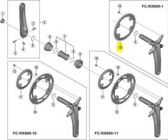 Actual product image Shimano Chainring GRX FC-RX810 2-f. 46Z|2-v. 46Z (46)