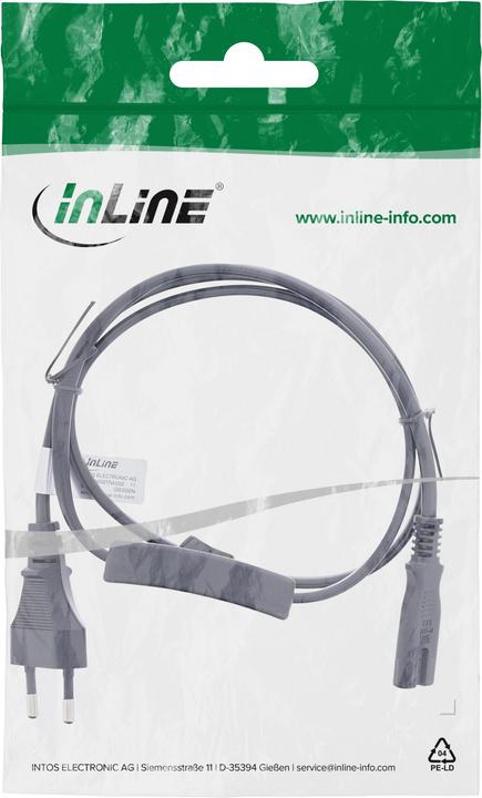Produktbild InLine ® Euro Netzkabel mit Schalter, CEE7/16 zu IEC-C7, schwarz, 1,5m (1.50 m)