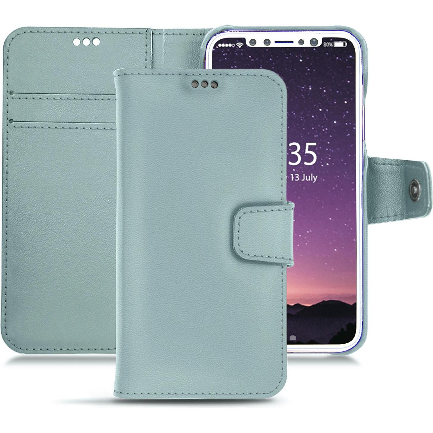 Noreve Lederschutzhülle Wallet (Apple iPhone X), Smartphone Hülle, Blau