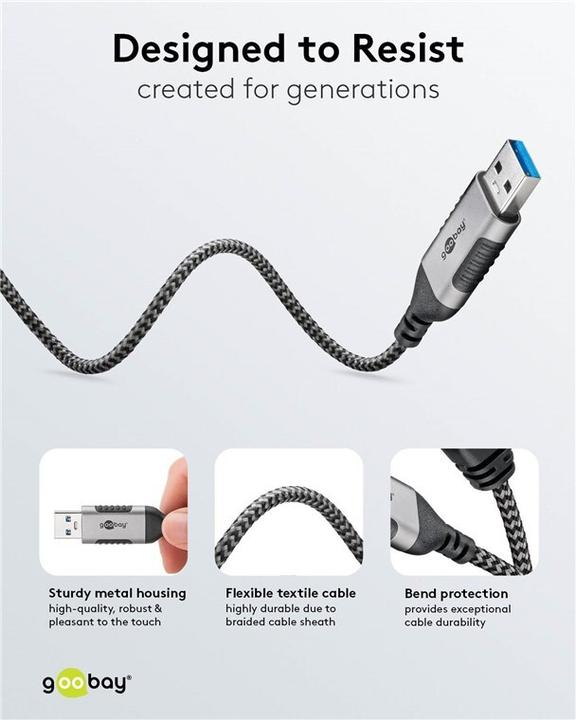 Image du produit Goobay Câble Ethernet USB-A 3.0 vers RJ45, Slim, 2 m (USB 3.0, RJ45 (1x))