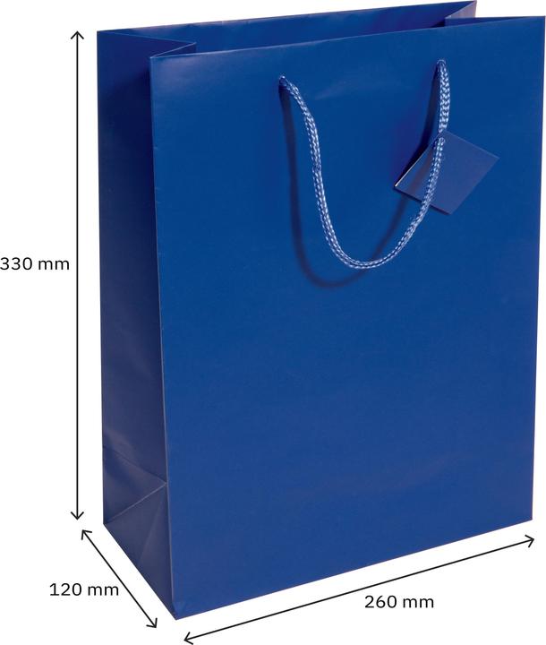 Immagine prodotto Sigel Borsa regalo, con vernice opaca, misura: L, blu oltremare, in carta da 157 g/m², con etichetta (1x)