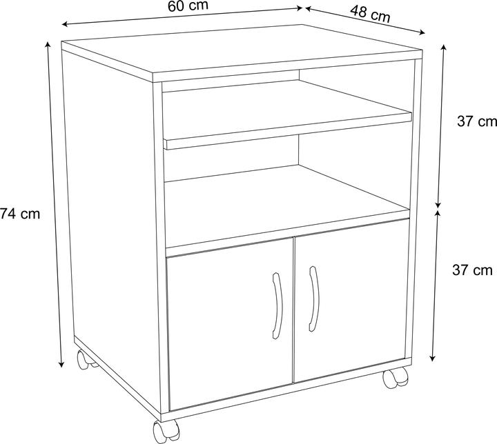 Image du produit VCM Caisson roulant Caisson d'appoint Caisson de bureau Roulettes Extension clavier Milasi (60 x 48 x 74 cm)