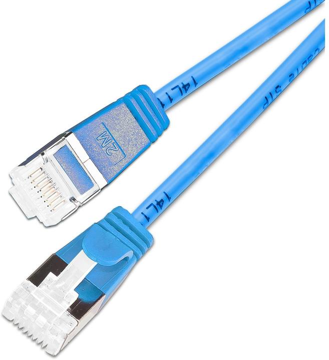 Produktbild SLIM Slimpatchkabel RJ-45, Cat 6A, U/FTP, 0.1 m, Blau, 50-Pack (U/FTP, CAT6a, 0.10 m)