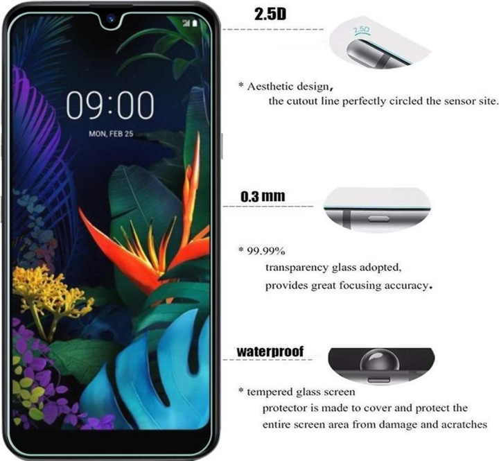 Actual product image Screenguard LG K50 bulletproof glass protective film Case Friendly Design (1 Piece, LG K50)