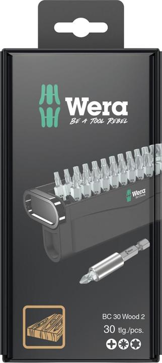 Productafbeelding Wera Bit-Check 30 Hout 2 SB (2xPZ3, TX 4 x 25 mm, PH2X 25mm, 5 x PZ, 1x TX40)
