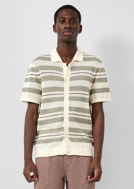 Produktbild s.Oliver Gestreiftes Strickpolo mit durchgehender Knopfleiste (M)