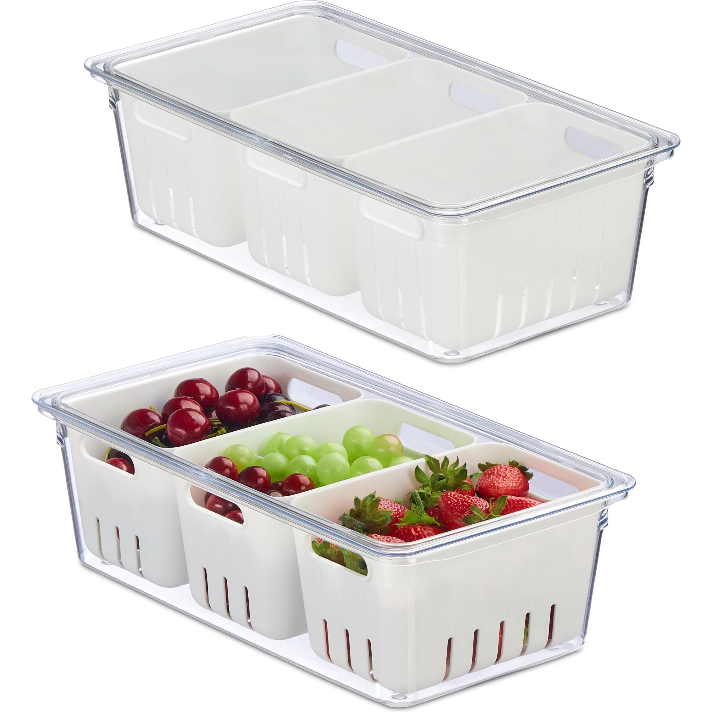 Relaxdays 2x Kühlschrank-Organizer, Küchen Organizer, Transparent