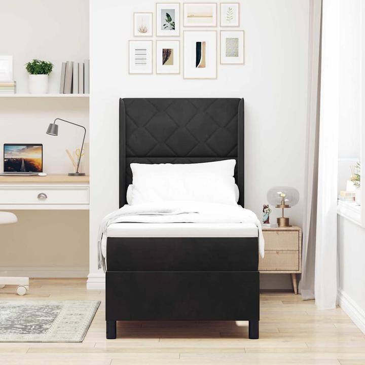 Produktbild vidaXL Boxspringbett Mit Matratze Samt Schwarz (80 x 200 cm)