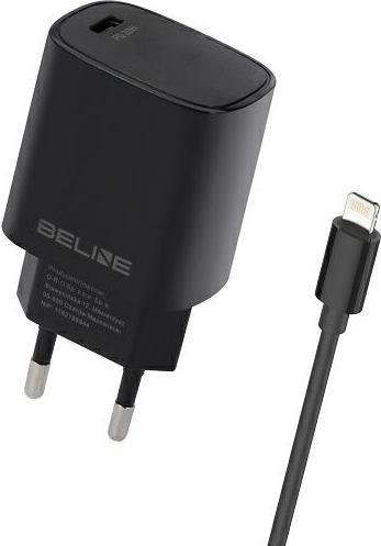 Beline Ład. siec. 1x USB-C 20W + kabel lightning czarna /black PD 3.0 BLNCB20L (20 W, 1 Port)