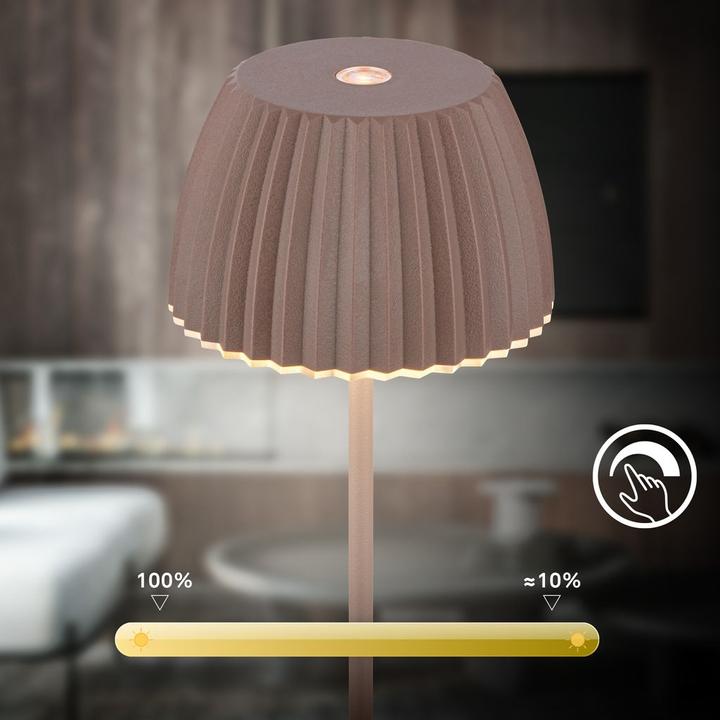 Produktbild Briloner Brilo unplugged RIFFLE Akku Mini Tischleuchte mit Lichtkante - Umbrasand (150 lm)