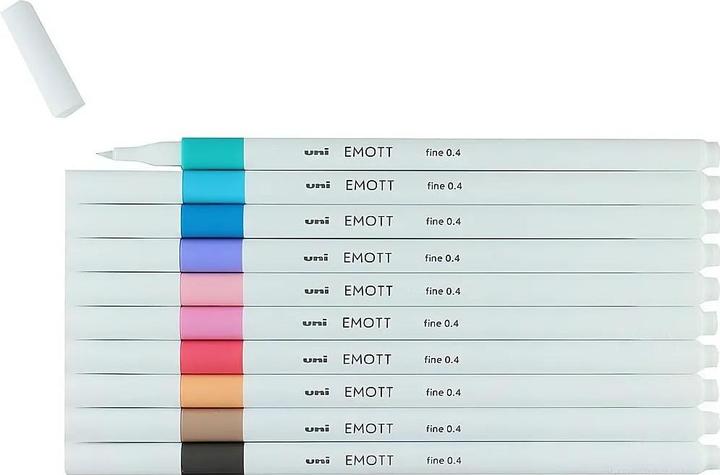 Actual product image Uni-ball Fibre pen Emott Soft Pastel 0.4 mm, set of 10 (soft pastel, 10x)