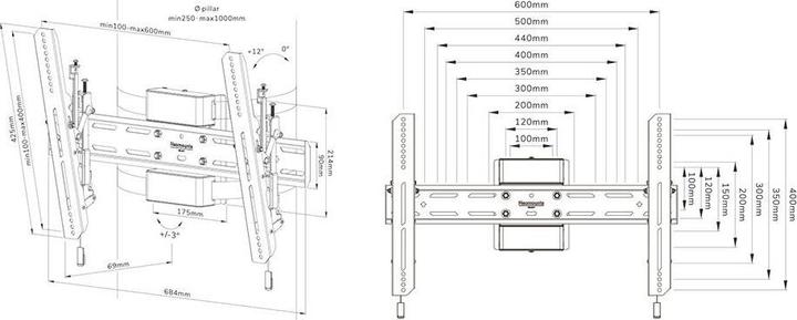 Image du produit Neomounts Select Screen Pillar Mount (ti (Barre, 75", 50 kg)