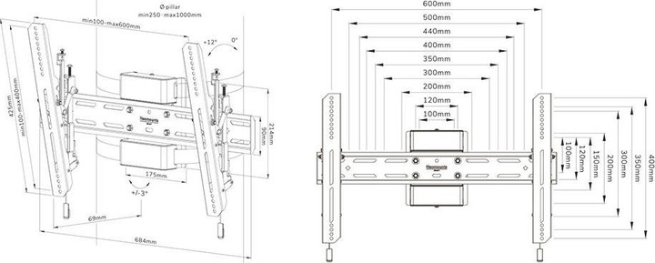 Actual product image Neomounts Neomount's Select Screen Pillar Mount (ti (Rod, 75", 50 kg)