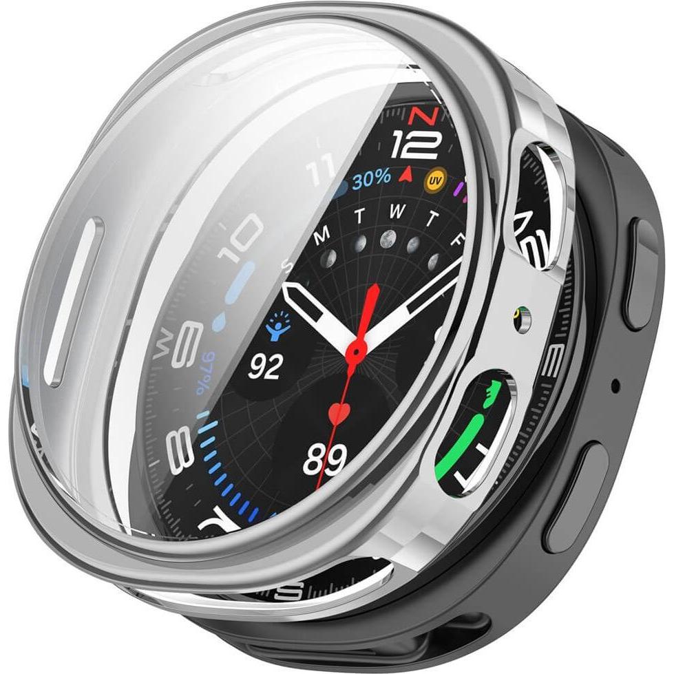 Cover-Discount Samsung Galaxy Watch 8 - Gummi Schutz Case Metall-Look, Accessori per smartwatch, Argento