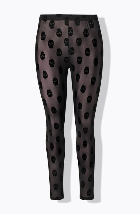 Produktbild Ulla Popken Strumpf-Leggings, Totenköpfe, Mesh (54/56)