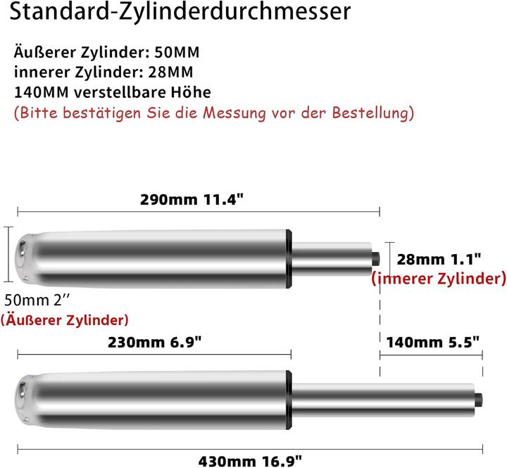 Produktbild Baasha Gasdruckfeder für Bürostühle