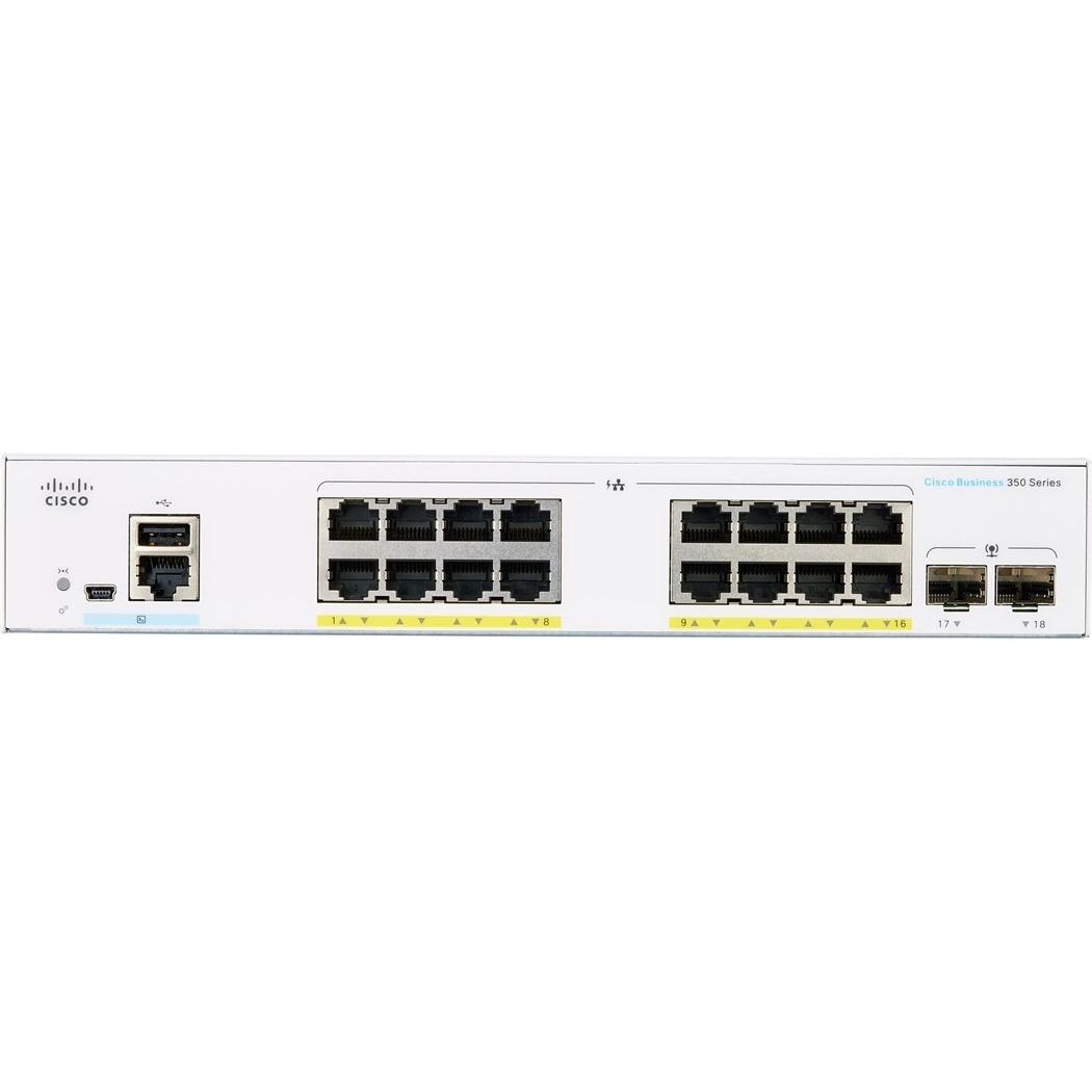 Thumbnail - Cisco PoE+ Switch CBS350-16FP-2G-EU 18 Port (16 Ports), Netzwerk Switch, Silber
