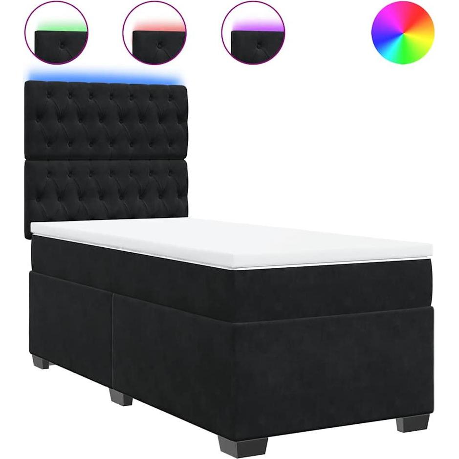 Thumbnail - VidaXL, Bett, Bo x springbett mit Matratze 100 x 200 cm Samt (100 x 200 cm)