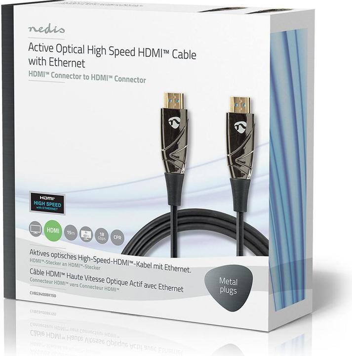 Productafbeelding Nedis Actieve Optische Hoge Snelheid??HDMI Kabel met Ethernet HDMIT Stekker HDMIT Stekker 4K@60Hz 18 Gb (15 m)