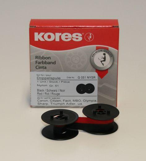 Produktbild Kores Farbband Nylon schwarz/rot (1.30 cm, Schwarz, Rot)